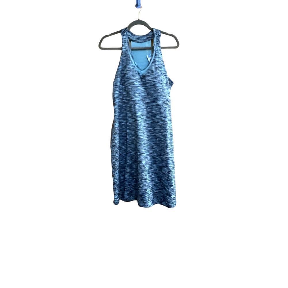 MPG Travel dress, blue, built-in bra removable cups, racerback, 2 side pockets